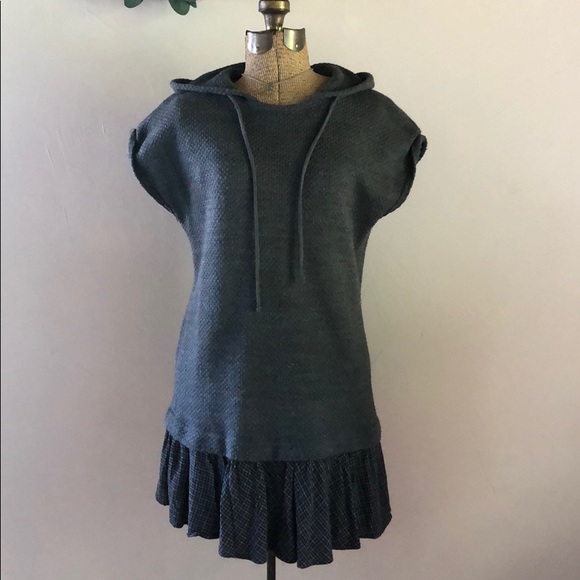 Zara Dresses & Skirts - Zara | Gray + Plaid Hooded Sweater Dress | Small